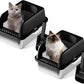 Stainless Steel Cat Litter Box with Lid, 20" L x 14.2" W x11.8 H, Large Cat Litter Box for Multiple Cats with High Sided, No-Leak & Stick, Easy to Clean, Includes Litter Mat & Multi Functional Scoop