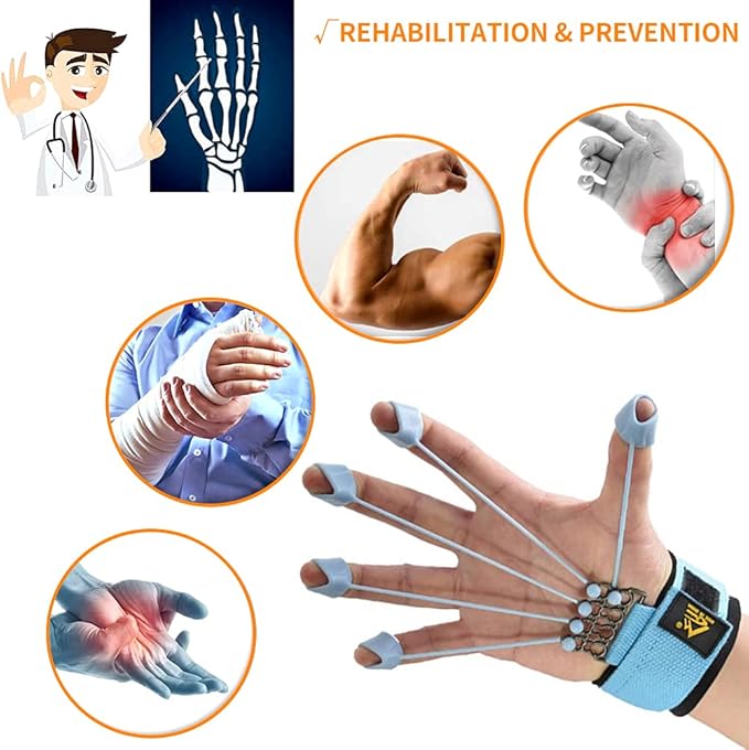Finger Strengthener Hand Grip Strength Trainer Finger Extension Stretcher Exerciser Hand Rehab Work Out Relieve Pain Arthritis and Grip Training Krdebasai 40LB