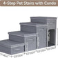 Dog Stairs with Storage, Folding Pet Steps with Zip for Small Dogs and Cats, 4-Step Pet Stairs with Pet House for High Bed, Couch and Car Ramp (Gray, 4 Steps with Condo)