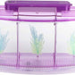 LIZEALUCKY Betta Fish Tank, Adjustable LED Light Acrylic Aquarium with Water Change Valve, Small Fish Tank Starter Kit for Office Home Room Decor (Purple)