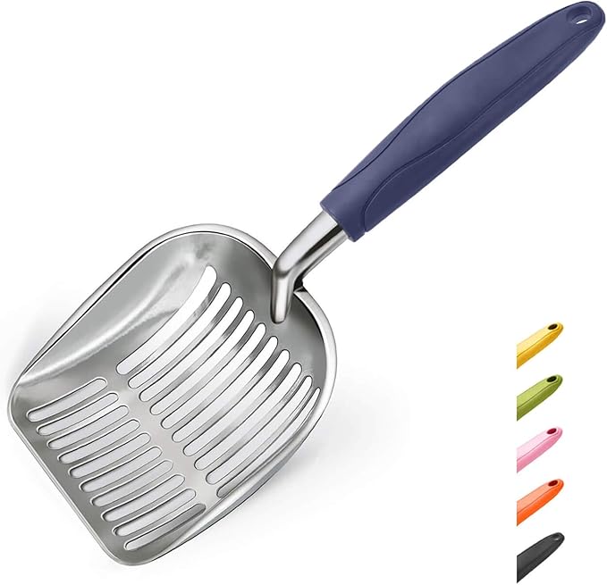 WePet Cat Litter Scoop, Aluminum Alloy Sifter, Kitty Metal Scooper, Deep Shovel, Long Handle, Poop Sifting, Kitten Pooper Lifter, Durable, Heavy Duty, for Litter Box