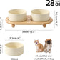 Ceramic Elevated Dog Bowls, Food and Water Bowls for Dogs, Puppy, Raised Dog Dish, Pet Feeder(6inch, 2 x Beige + Stand)