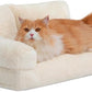 Hollypet Fluffy Plush Dog Cat Pet Couch Soft Calming Sofa Bed for Medium Small Cats and Dogs, Beige