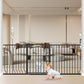 Extra Wide Baby Gate 67.3-81.1 Inch, Pressure Mounted Dog Gate Indoor, Walk Thru Pet Gate for Cat Dog Child,Pet Gates for The House Stairs Doorway Black