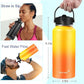 Water Bottle Insulated 32oz 40oz 64oz 128oz Straw Lid Spout Lid & 3 Lids, Leak Proof, Vacuum Insulated,Stainless Steel Water Bottle Wide Mouth for Sports, Gym or Office