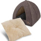 Pet Tent-Soft Bed for Dog and Cat by Best Pet Supplies - Brown Linen, 19" x 19" x H:19"