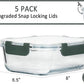 M MCIRCO [5-Packs, 36 Oz Glass Meal Prep Containers with Snap Locking Lids Glass Food Containers,Airtight Lunch Container,Microwave, Oven, Freezer and Dishwasher (4.5 Cup)