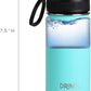DRINCO Stainless Steel Water Bottle Spout Lid Vacuum Insulated Double Wall Water Bottle Wide Mouth (40oz 32oz 22oz 18oz 14oz) Leak Proof Keeps Cold or Hot (14 oz, 14oz Teal)