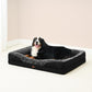 EHEYCIGA Memory Foam Dog Bed for Medium Size, Orthopedic Dog Sofa with Sides and Waterproof Liner, Washable Bolster Pet Bed Couch with Removable Cover, 30x20x6.5 Inch, Grey/Black
