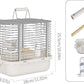 Bird Carrier Travel Cage, Durable Portable Stainless Steel Birdcage with Bird Perch & Feeding Bowl for Parrots Canaries Budgies Lovebirds Conures Cockatiels (Small White)