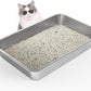 Stainless Steel Cat Litter Box, 4in Shallow Litter Box for Senior Cats and Kittens, Extra Large Metal Litter Pan Nonstick Odor Control Anti-Corrosion