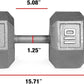 WF Athletic Supply Cast Iron Solid Hexagon Gray/Black Dumbbells, Strength Training Free Weights Set of 2 for Women and Men, Hand Weights Sold by Pairs, Multi-Select Size Options Available