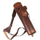 TOPARCHERY Traditional Shoulder Back Quiver Bow Leather Arrow Holder with Large Pouch Handmade Straps Belt Bag Brown
