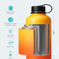 BUZIO 64oz Water Bottle, (Cold for 48 Hrs) Triple Wall Insulated Stainless Steel Leakproof Half gallon Jug/Flask with Straw Lid and Carry Bag for Sports Hiking, Camping, Yellow Orange
