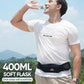 Running Belt with 400ml Soft Flask, Extension Strap & Phone Holder, Adjustable Running Fanny Pack with Gym Towel, Waterproof Belt Bag for Women Men for Jogging Hiking Marathon