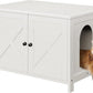 Vongrasig Cat Litter Box Enclosure,Litter Box Furniture Hidden with Barn Door,Wooden Cat Washroom Furniture,Cat House,End Table, Fit Most of Litter Box, White