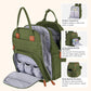 BabbleRoo Extra Large Diaper Bag Backpack, Expandable Baby Bag with Up to 50% More Capacity - Travel Essentials Baby Bag Tote with Changing Pad, Stroller Straps & Pacifier Case - Unisex, Forest Green