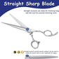 7'' Dog Grooming Scissors CNC 440C Blades Sharp and Durable Polished Straight Dog Shears with Blue Diamond Adustable Screws Easy to Use for Groomer and Home User