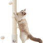 Cat Scratching Posts 33" for Adults Cats, Cat Scratcher with Soft Fabric Covering Base and Durable Sisal Rope, Scratcher with Fun Mouse Hole and Cat Toy for Tall Cats (White)