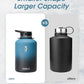 Coolflask 64 oz Water Bottle Insulated with Strap, Half Gallon Water Jug Stainless Steel with Straw & Spout Lids, Metal Large Water Flask, Keep Cold 48h Hot 24h, Leak Proof & Non-BPA, Prussian Blue