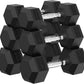 PAPABABE Hex Dumbbell Set, 45-135 lb Rubber Encased Home Gym Dumbbells, Weights Dumbbells Set for Women & Men, Hand Weight with Anti-Slip Grip