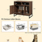 Cat Litter Box Enclosure, Large Hidden Pet Storage Cabinet Furniture with Waveform Fluted Doors & Scratching Pad, Modern Wooden Cat House Indoor for Washroom, Living Room, Bedroom, Rustic Brown