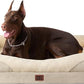 EHEYCIGA Memory Foam XL Dog Bed for XLarge Sized, Extra Large Orthopedic Dog Sofa with Sides and Waterproof Liner, Washable Bolster Pet Couch with Removable Cover, 48x35x7.5 Inch, Beige