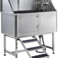 Albott 50-Inch Stainless Steel Dog Washing Station with Anti-Slip Steps, Sprayer, Faucet, and Soap Box – Professional Pet Bathtub for Medium/Small Pets, Ideal for Home, Garage, and Grooming(Left)