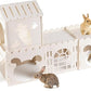 Extra Large Rabbit House, Wooden Bunny House Hideout with 4 Houses and Hay Feeder Indoor, Rabbit Guinea Pig Hideout Multistory Climbing Tower Sturdy Wooden Castle, Small Animal Hideaway Tunnel