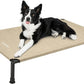 Veehoo Heavy Duty Elevated Dog Bed - Raised Dog Cot with Washable & Breathable Teslin Mesh, Non-Slip Silicon Feet, Cooling for Indoor or Outdoor, 35" x 22", Beige Coffee