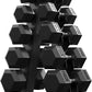 PAPABABE Hex Dumbbell Sets with Rack, 60-550lb Rubber Coated Dumbbell Weight Set and Storage Rack, Multiple Options Hand Weights for Strength Training