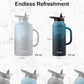 Trebo 40oz Water Bottle Insulated with Handle, Stainless Steel Metal Large Jug,Travel Flask with Straw Spout Lid,Mug Tumbler Cup with Carry Pouch,Keep Cold Hot, Indigo Black