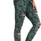 DIBAOLONG Womens High Waist Yoga Pants Cutout Ripped Tummy Control Workout Running Yoga Skinny Leggings