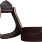 Wooden Wide Western Leather Covered Stirrups, Wooden Bell Saddle Stirrups