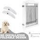 SPIRICH 96-inch Extra Wide 30-inches Tall Dog Gate with Door Walk Through, Freestanding Wire Pet Gate for The House, Doorway, Stairs, Pet Puppy Safety Fence, Support Feet Included (White)