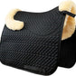 Woolous Dressage Saddle Pad, English Saddle Pad with Sheepskin Trim, Lambskin Wool Fleece Lining, Square Saddle Pad for Equestrian Riding, Comfortable & Shock Absorbing