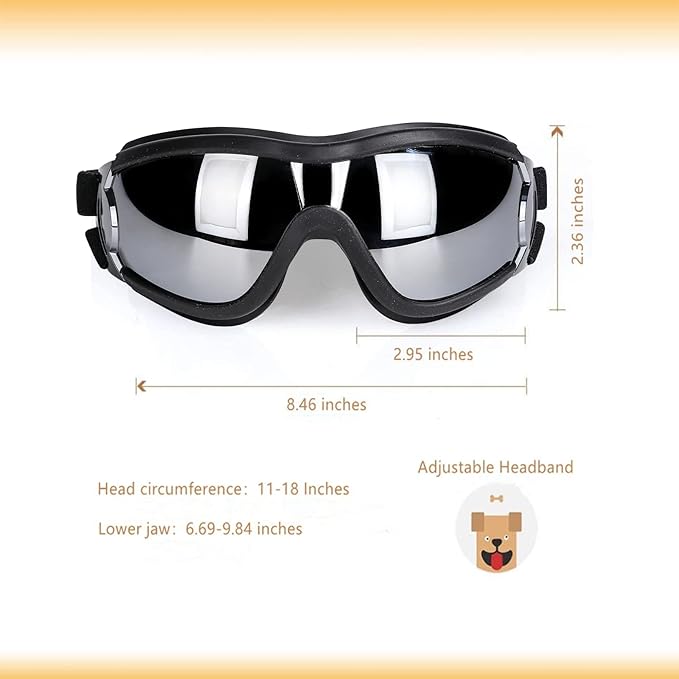 NVTED Dog Sunglasses Dog Goggles, UV Protection Wind Protection Dust Protection Fog Protection Pet Glasses Eye Wear Protection with Adjustable Strap for Medium or Large Dog (Pack of 2)