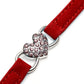 CHUKCHI Pink Soft Velvet Safe Cat Adjustable Collar with Crystal Heart Charm and Bells 8-11 Inches(Black+Red)