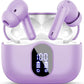 Wireless Earbuds, Bluetooth 5.4 Headphones Bass Stereo, Ear Buds with Noise Cancelling Mic, IP7 Waterproof in Ear Earphones, 36H LED Display Bluetooth Earbuds for Laptop Pad Phones Sports, Purple
