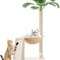 Small Cat Tree, Green Cat Tree with Scratching Post, Hammock Toy Ball and Palm Leaves for Kittens, Cat Tower for Indoor