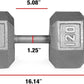 WF Athletic Supply Cast Iron Solid Hexagon Gray/Black Dumbbells, Strength Training Free Weights Set of 2 for Women and Men, Hand Weights Sold by Pairs, Multi-Select Size Options Available