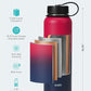 BUZIO 40oz Insulated Water Bottle, Triple Wall Vacuum Stainless Steel Water Flask with 2 lids, Leakproof BPA-Free Straw Lid Sports Canteen Jug, Cold 48H & Hot 24H- Ruby Red Navy