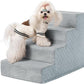 Dog Stairs for Small Dogs,17.5" H,4-Step Dog Steps for Bed and Couch with High Density Foam,Non-Slip Pet Steps for Doggy and Cat,Pet Stairs with a Washable Cover,Grey