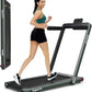 GYMAX Walking Pad, Dual LED Display 2 in 1 Under Desk Treadmill for Home with Remote & Smart App Control, 2.25HP Foldable Portable Treadmill Running Machine for Office Small Space
