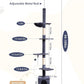 Floor to Ceiling Cat Tree, 5-Tier Height (95-109 inches) - Adjustable Cat Climbing Tower with Sisal Scratching Posts, Cat Condo, Hammock, Platforms, and Hanging Balls