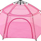 Alvantor Pop Up Playpen- 7'x7'x44”Baby Playpens Large Kids Play Tent Portable and Foldable Playpen Indoor/Outdoor Play Yard with Protective Mesh, UV SPF 50+ Sunshade, and Soft Foam Floor, Pink