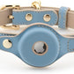 Cupertino Dog Collars, Harnesses & Leashes Made from Vegan Leather with Dog Tracker Device Holder Adjustable Dog Collar - Color Blue, Medium