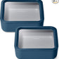 Caraway 2pc Glass Food Storage Set - 10 Cup Food Containers (2) - Ceramic Coated - Non Toxic, Non Stick Lunch Box with Lids. Dishwasher, Oven, & Microwave Safe - Navy