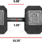 WF Athletic Supply Cast Iron Solid Hexagon Gray/Black Dumbbells, Strength Training Free Weights Set of 2 for Women and Men, Hand Weights Sold by Pairs, Multi-Select Size Options Available