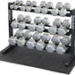 Body Solid (GDR363-RFHEX) Dumbbell Holder Rack with Hex Dumbbell Set 5-50 lbs & Vinyl Floor Mat, Weight Stand Rack for Dumbbells, Home and Commercial Gym Accessories